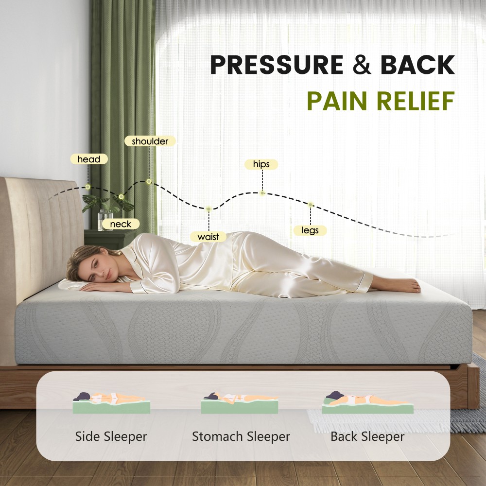 10″ Full Memory Foam Mattress, Cooling Green Tea Gel, CertiPUR-US Certified