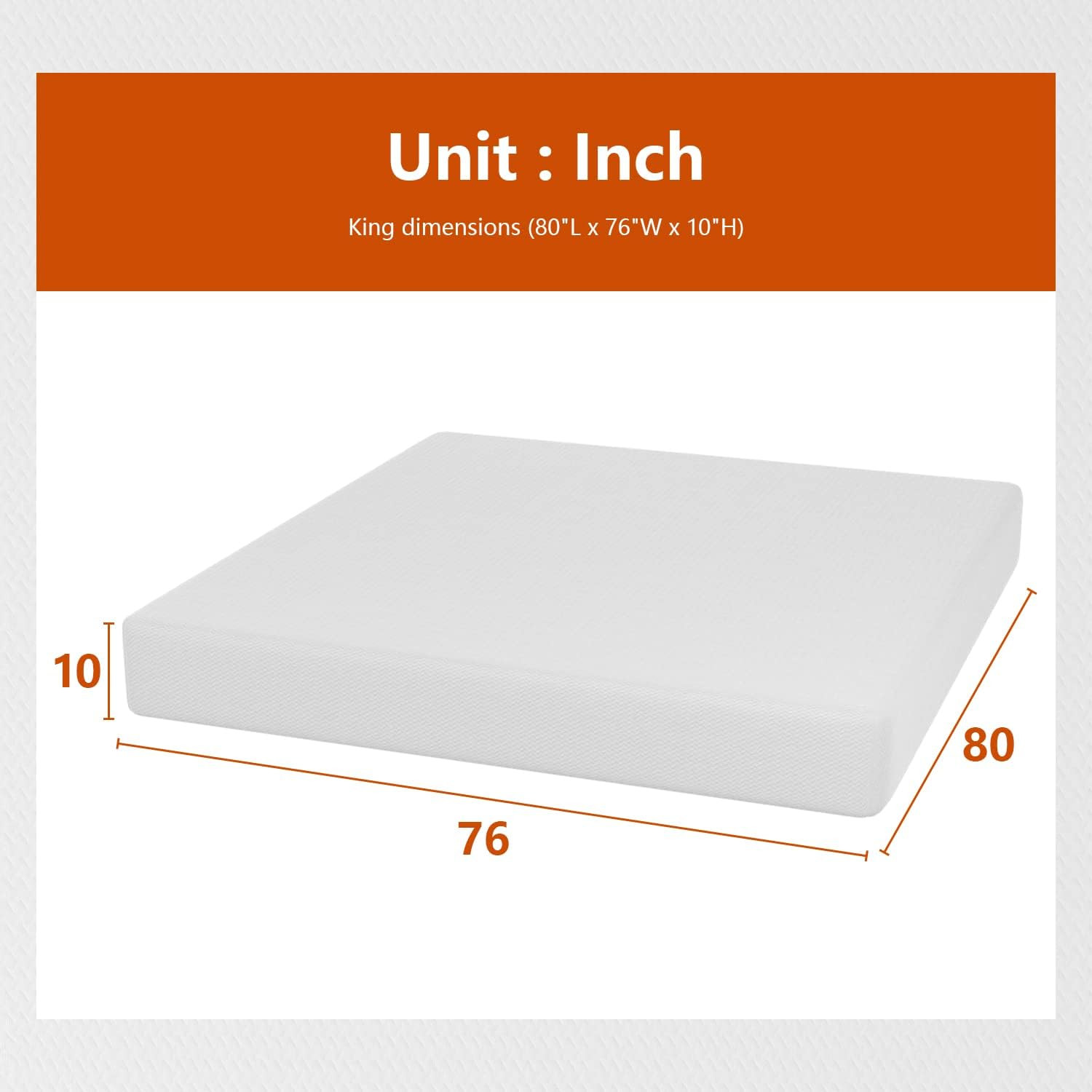 10″ King Foam Mattress – Soft, Comfortable, CertiPUR-US, Removable Cover
