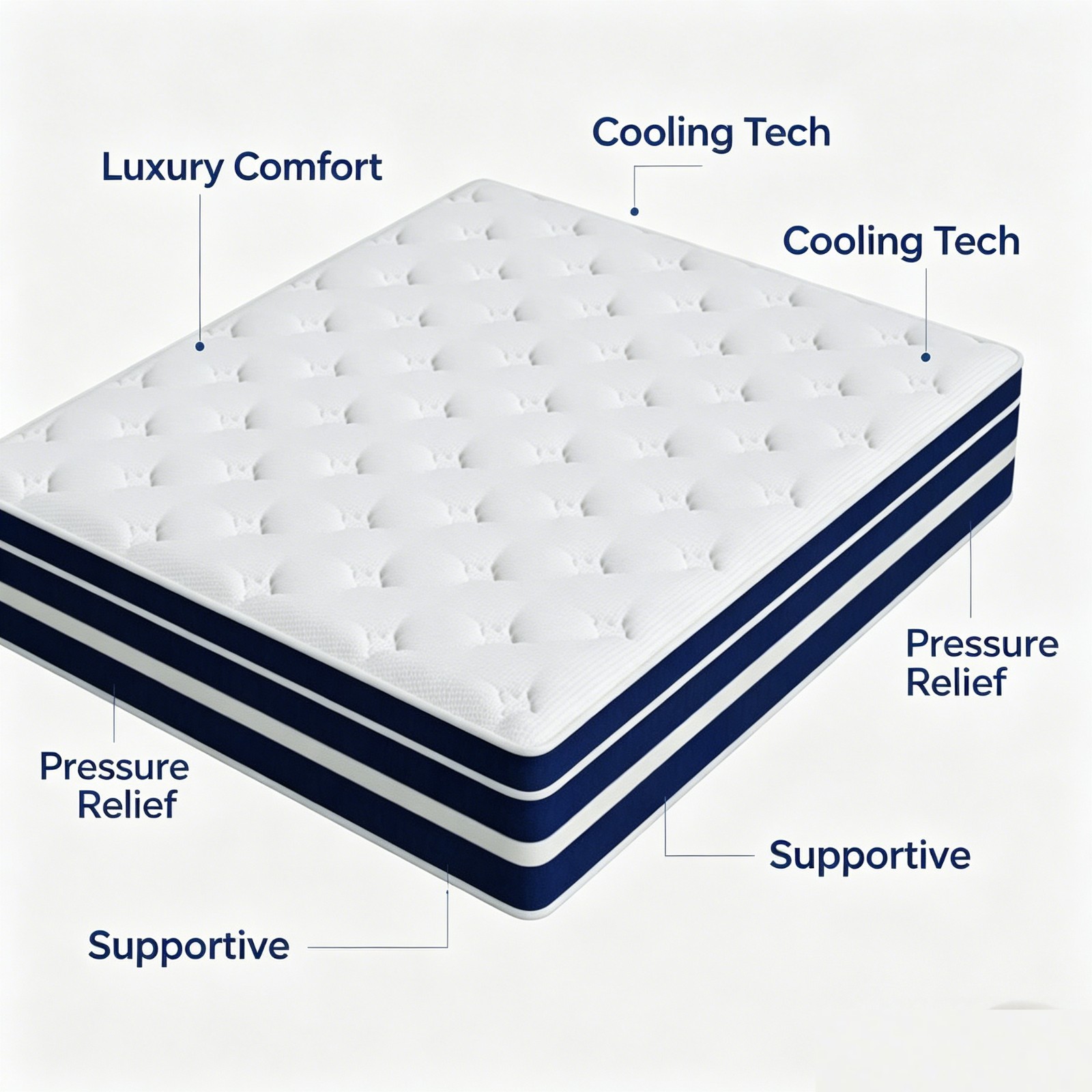 12in Gel Memory Foam & Spring Hybrid Mattress Breathable King size Bed In a Box