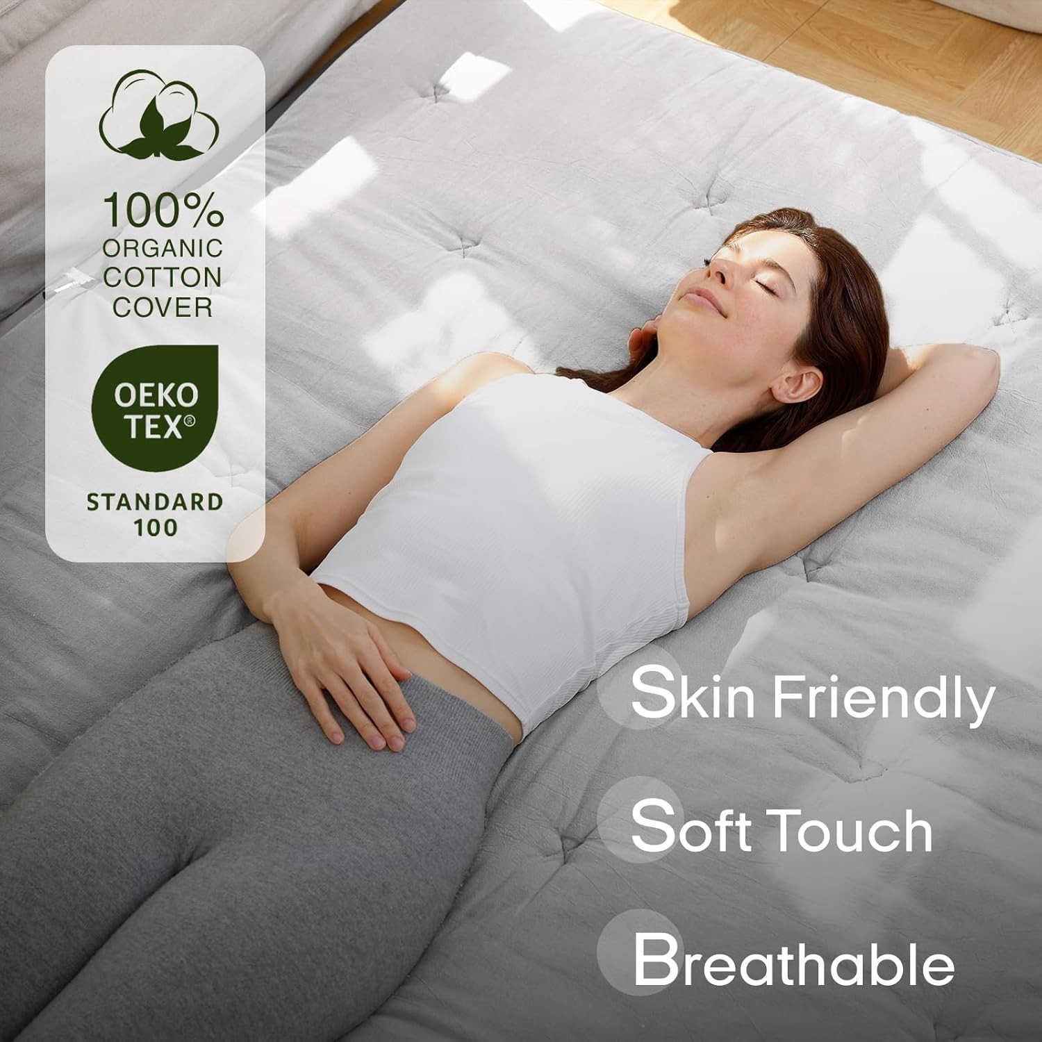 2.5″ Thick Japanese Floor Futon Mattress – Twin Size Cotton Sleep Pad for Travel