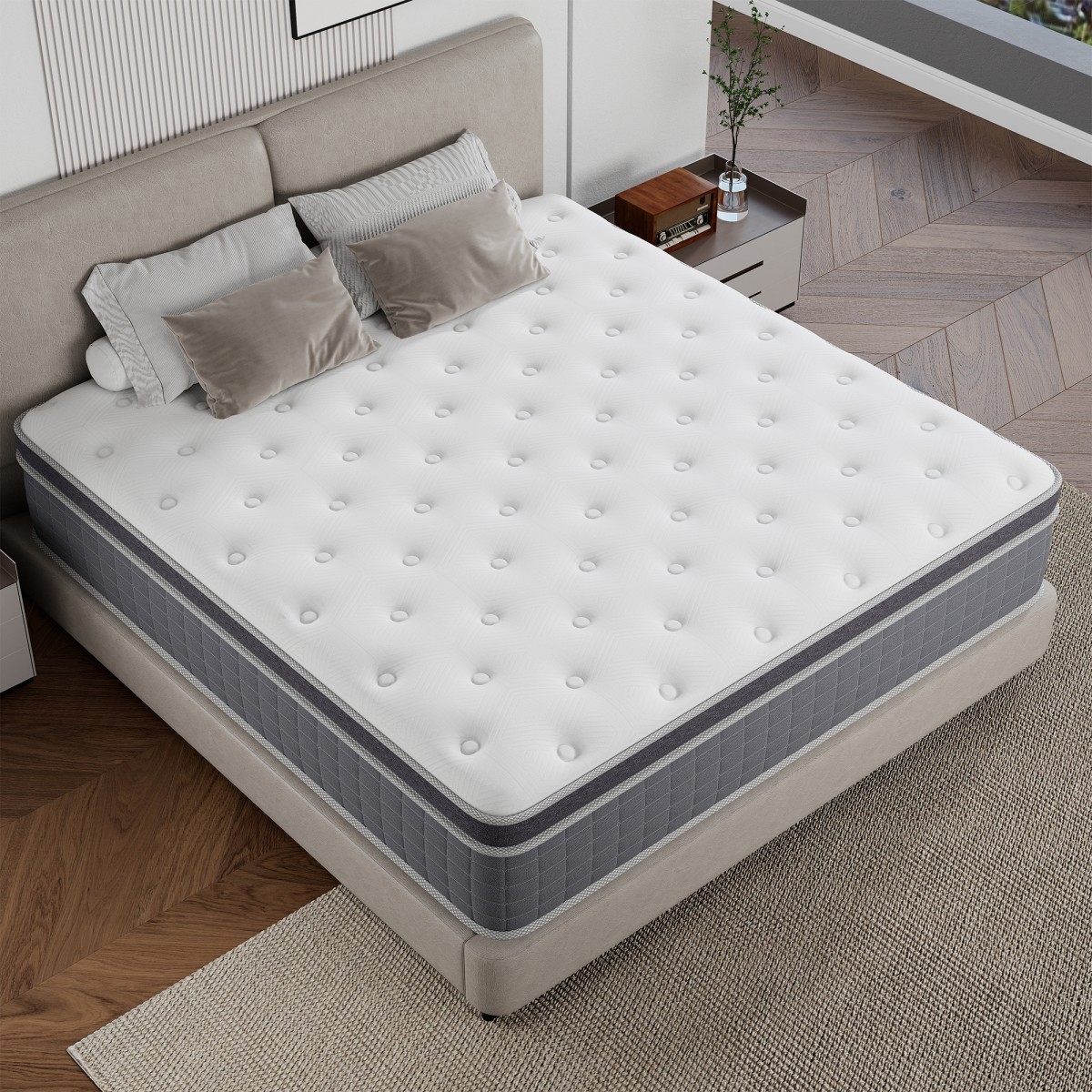 12 Inch Queen Size Mattress In a Box Gel Memory Foam Pocket Spring Medium Firm