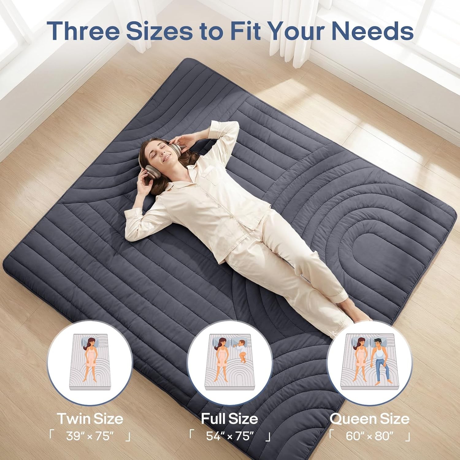 Japanese Floor Mattress Futon Mattress Size, Thicken Roll Up