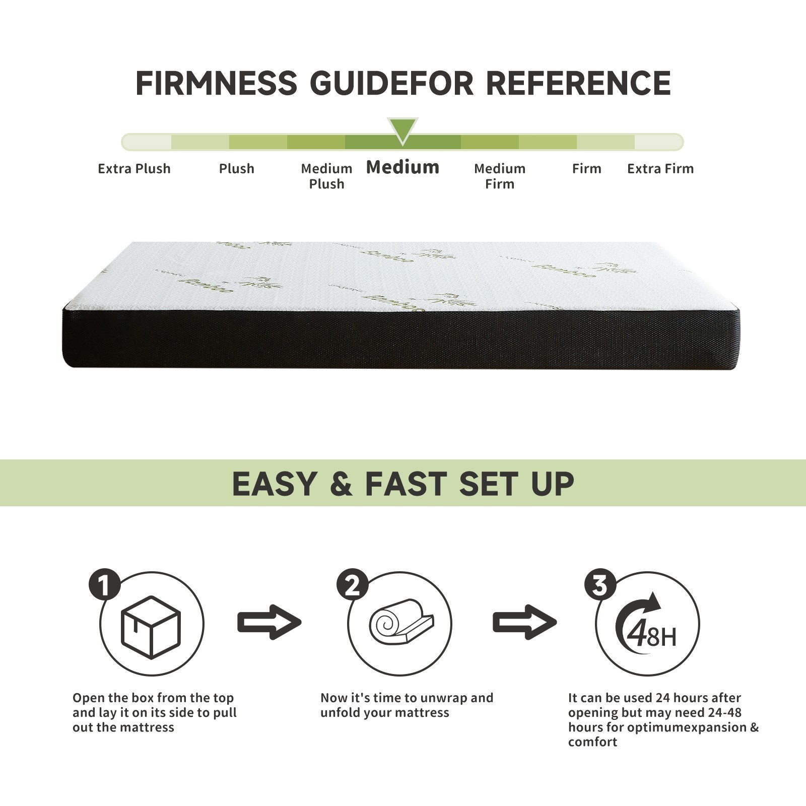 5″ 6″ Waterproof Memory Foam Mattress with Breathable soft Bamboo Cover in a Box