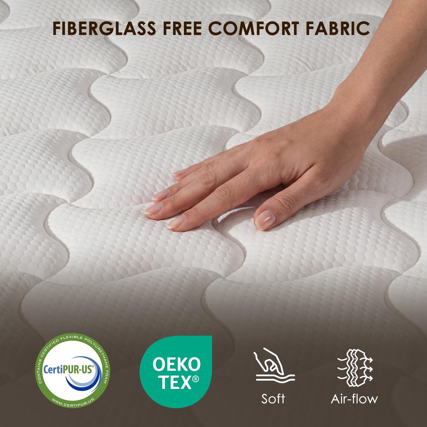 Full Hybrid Mattress, 12 Inch, Edge Support, Back Pain Relief, CertiPUR-US
