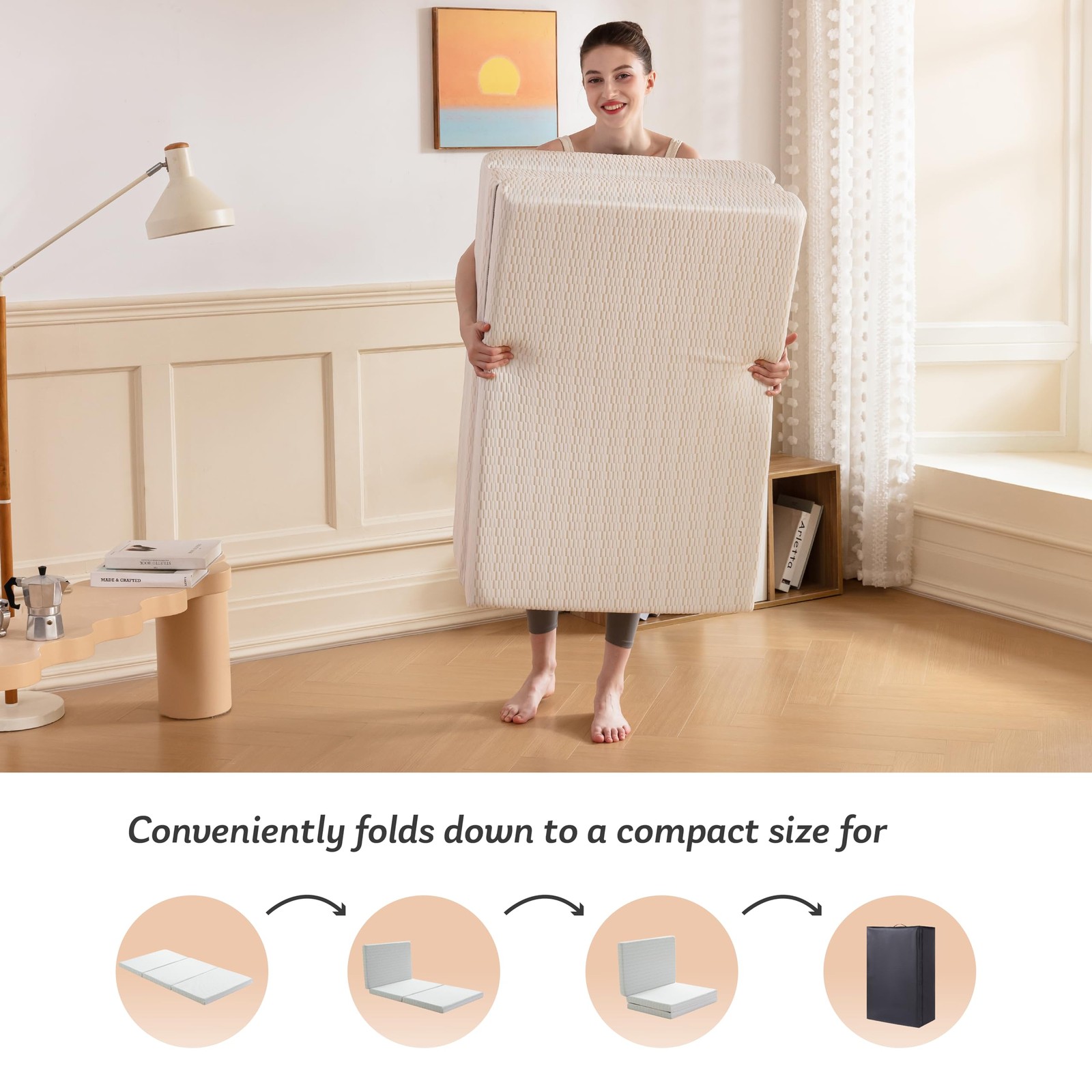 MLILY 3″ Single Tri-Fold Memory Foam Mattress, Portable Guest/Camping Mat
