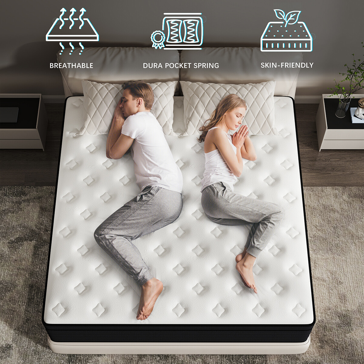 14″ 12″ 10″ Gel Memory Foam Hybrid Queen Mattress spring Twin Full King in a Box