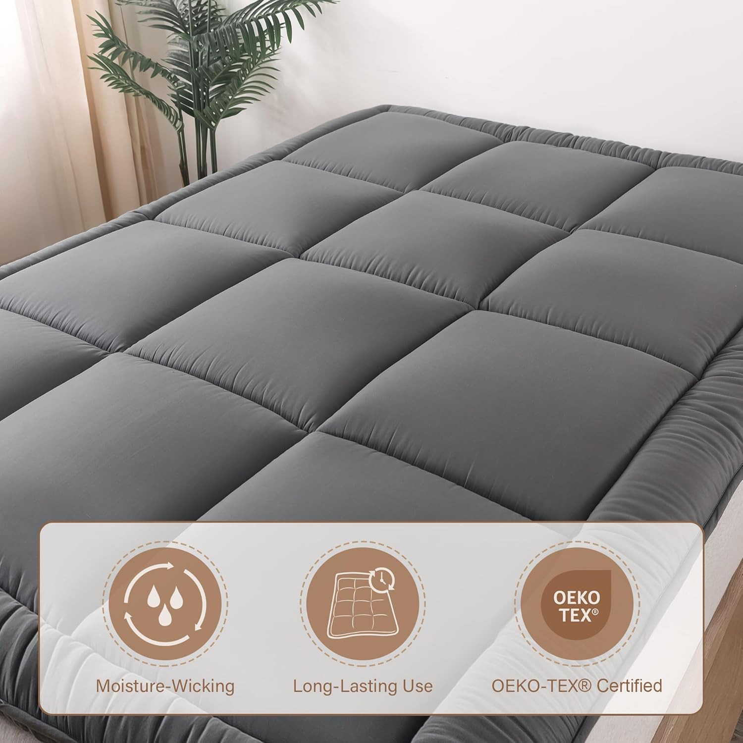 Japanese Floor Mattress Futon Mattress 3″ Grey Tatami Mat Shredded