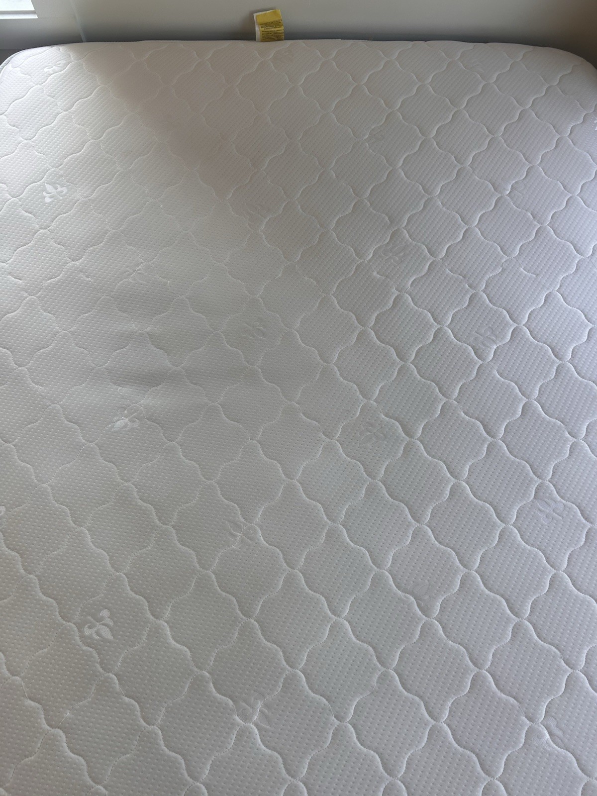 Queen Mattress Medium Soft Quilted Fabric Cover White/Gray NO STAINS 14 Inch
