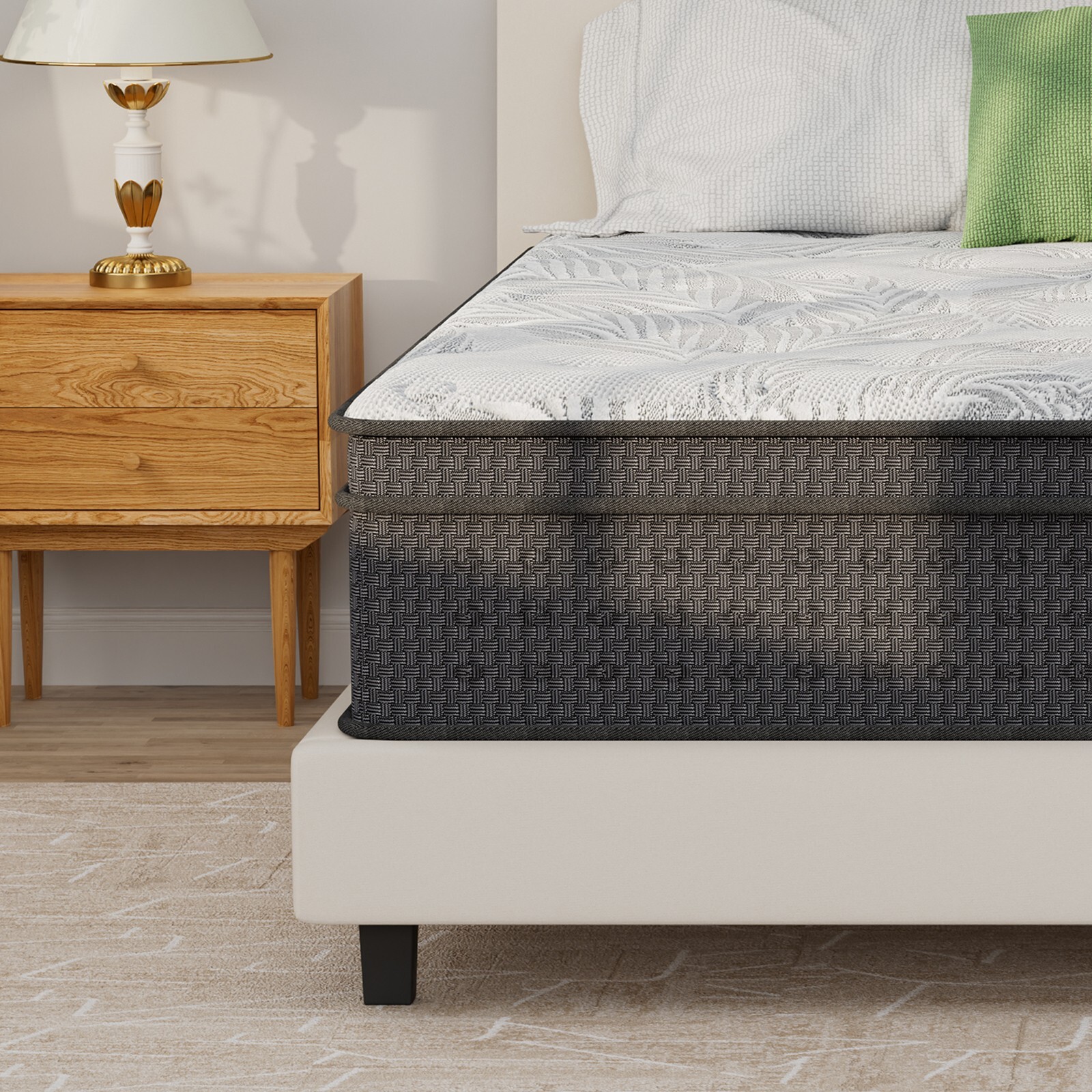 14″ Queen Size Mattress in a Box Hybrid Spring Cooling Gel Memory Foam Mattress