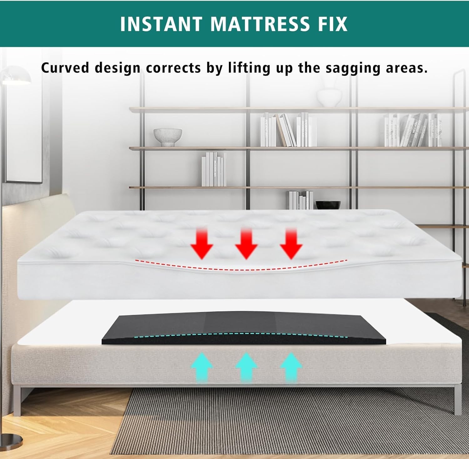 Sagging Mattress Support Foam Pad Fix Bed Repair Support 47x25x2 Inches