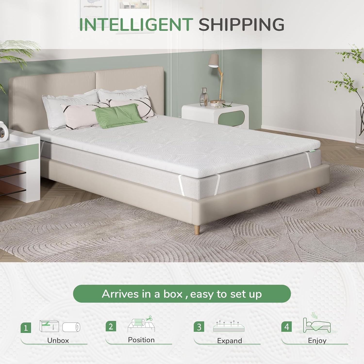 4″ Gel Memory Foam King Mattress Topper – Pressure Relief & Motion Isolation