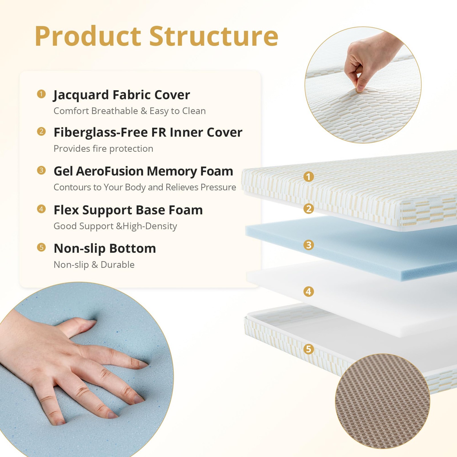 Folding Mattress King, 4 Inch Trifold Memory Foam Mattress Topper, Foldable F…