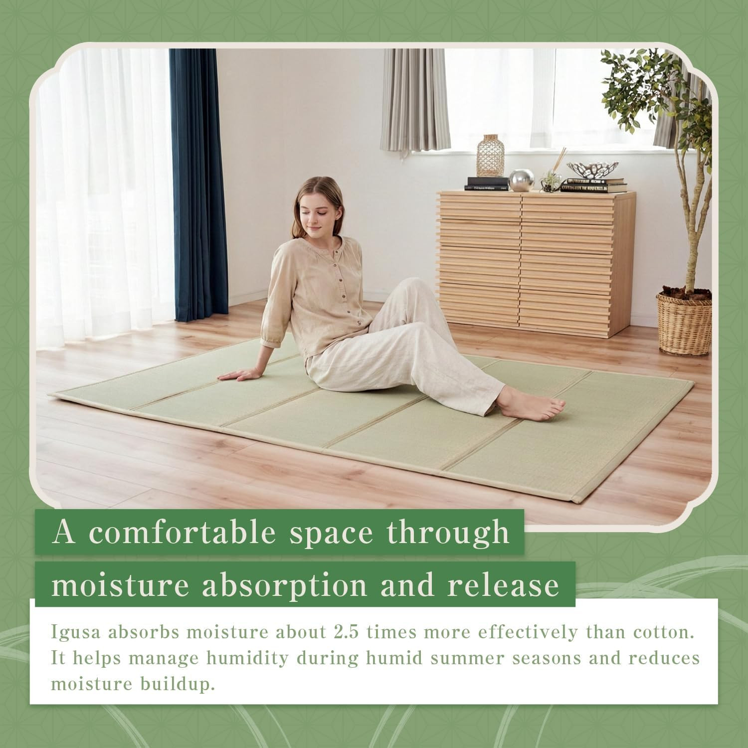 Foldable Japanese Tatami Mat – Igusa Rush Grass Futon for Yoga & Meditation