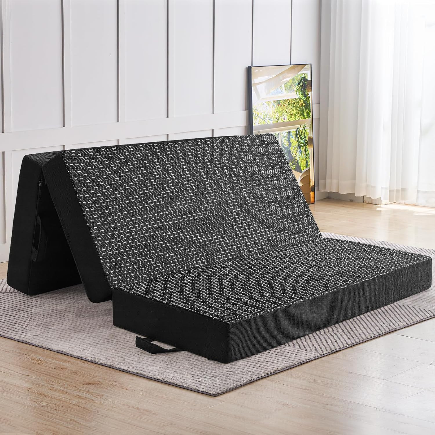 Folding Mattress Full Size, Memory Foam 6 Inch Tri Portable Trifold Mattress Fut