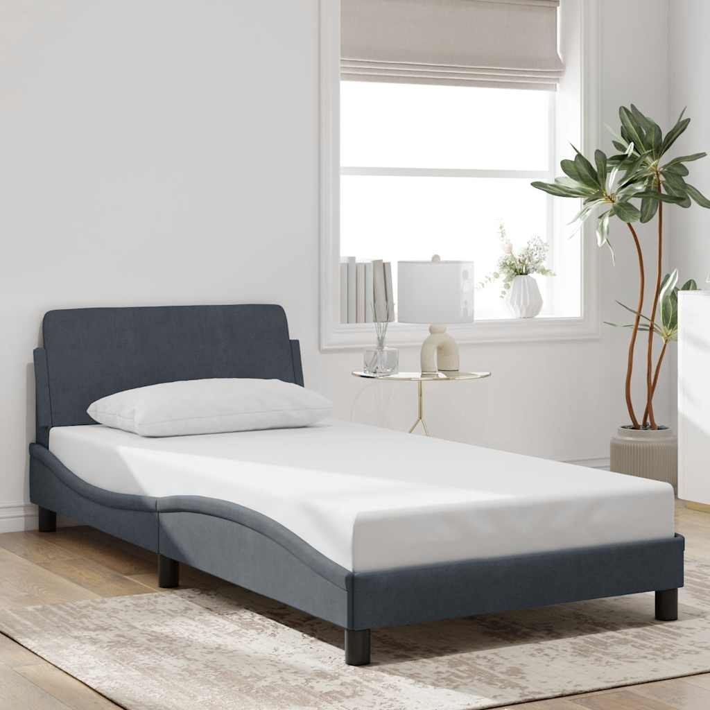 Bed Frame “Dover” Dark Gray 39.4″x79.9″ Twin XL Velvet vidaXL