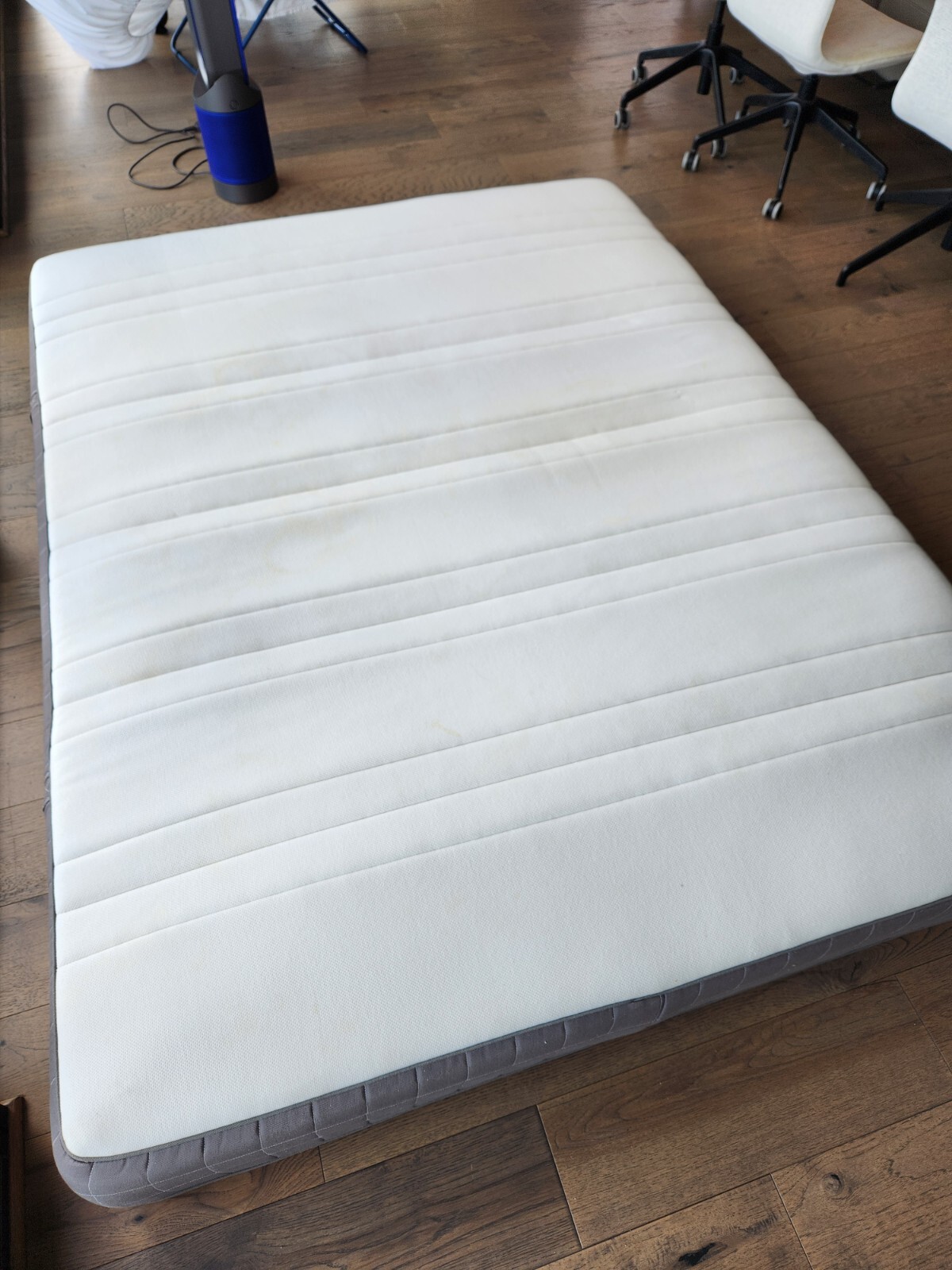 Well used IKEA HÖVÅG Queen Size Mattress Color White and Grey