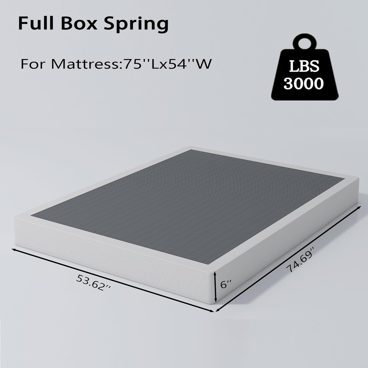 6 Inch Full Box Spring and Cover Set, Box Springs Full Size, Heavy Duty Mattress