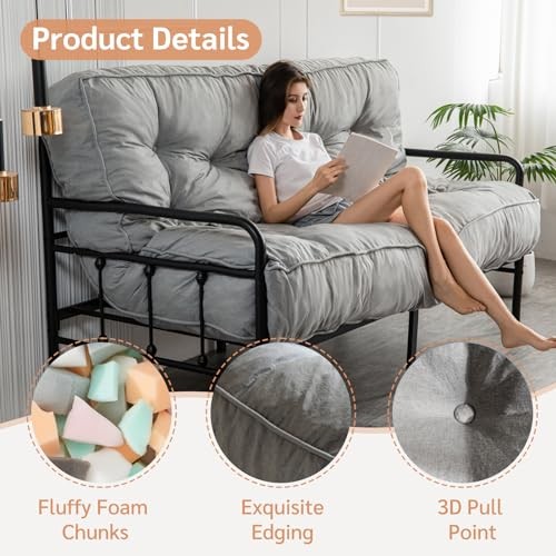 8 Inches Futon Mattress Full Size, Thick Futons Sofa Full (8 inches) Grey