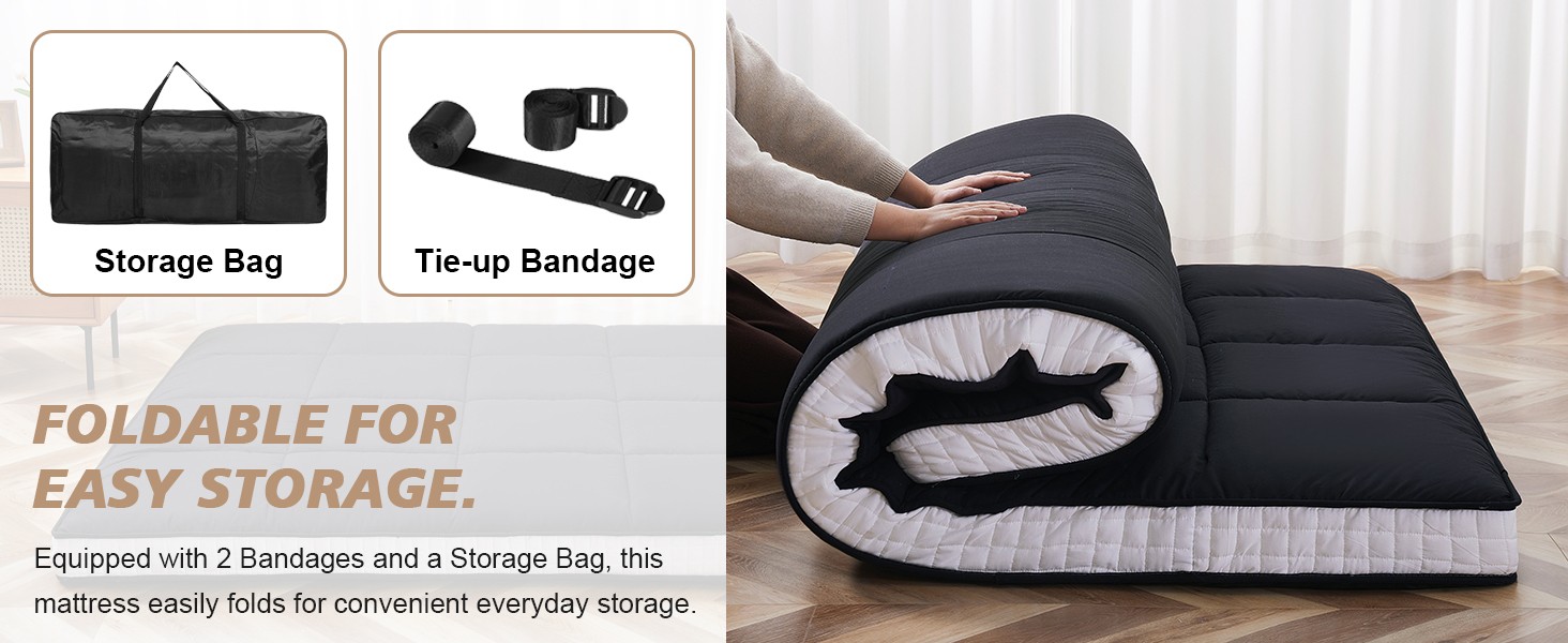 Queen Size Futon Mattr -4in Extra Thi Foldable Japanese Floor