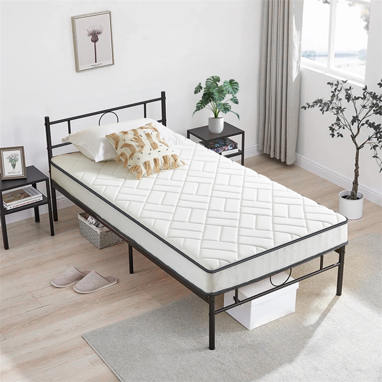 6″ Gel Memory Foam Spring Hybrid Mattress Twin Full Queen King Size Bed In A Box