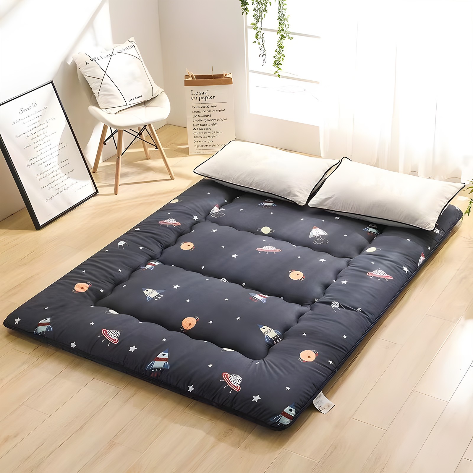 4″ Thick Japanese Floor Futon Mattress Roll Up Tatami Mat Dormitory Sleeping Pad