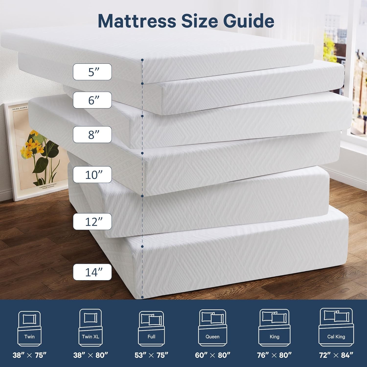 Twin Mattress, 5 Inch Twin Size Gel Memory Foam Mattress in a Box with Medium Fi