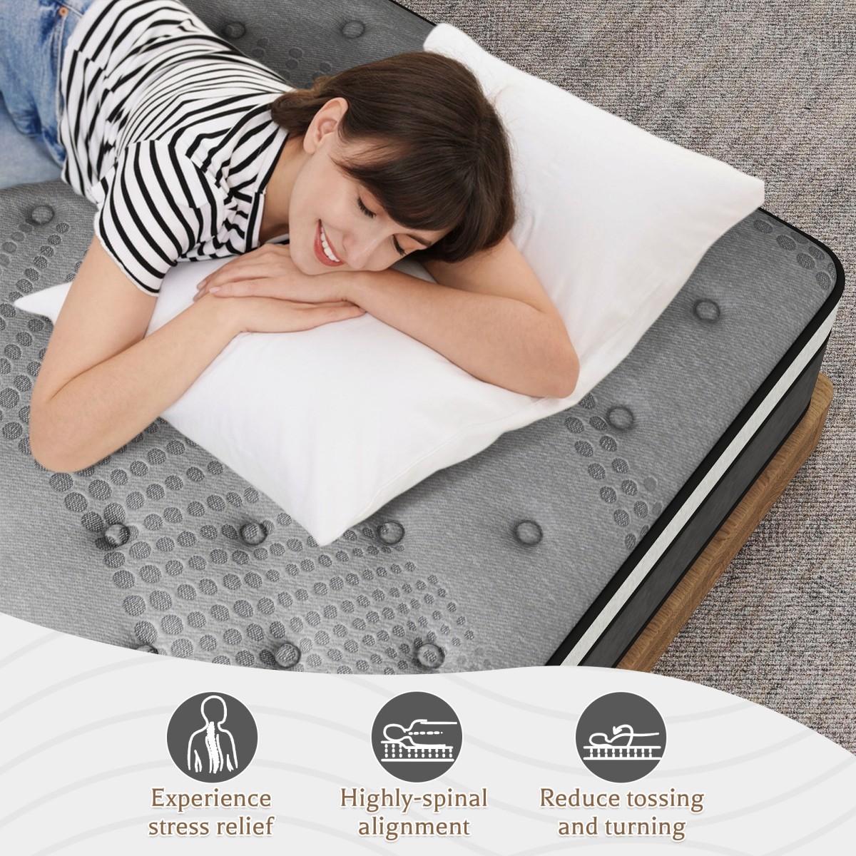 12″ 14″ Twin Full Queen King Mattress in a Box Pocket Coil Gel Memory Foam