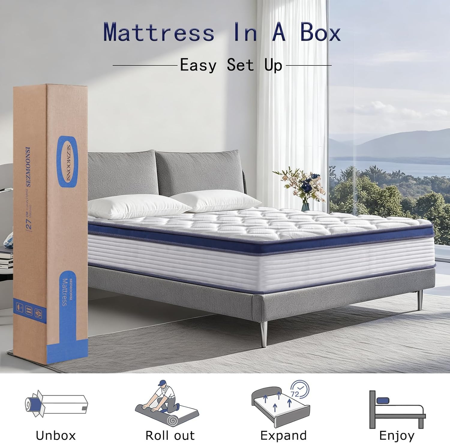14″ Hybrid Queen Mattress, Memory Foam & Pocket Springs, Medium Firm, CertiPUR-U