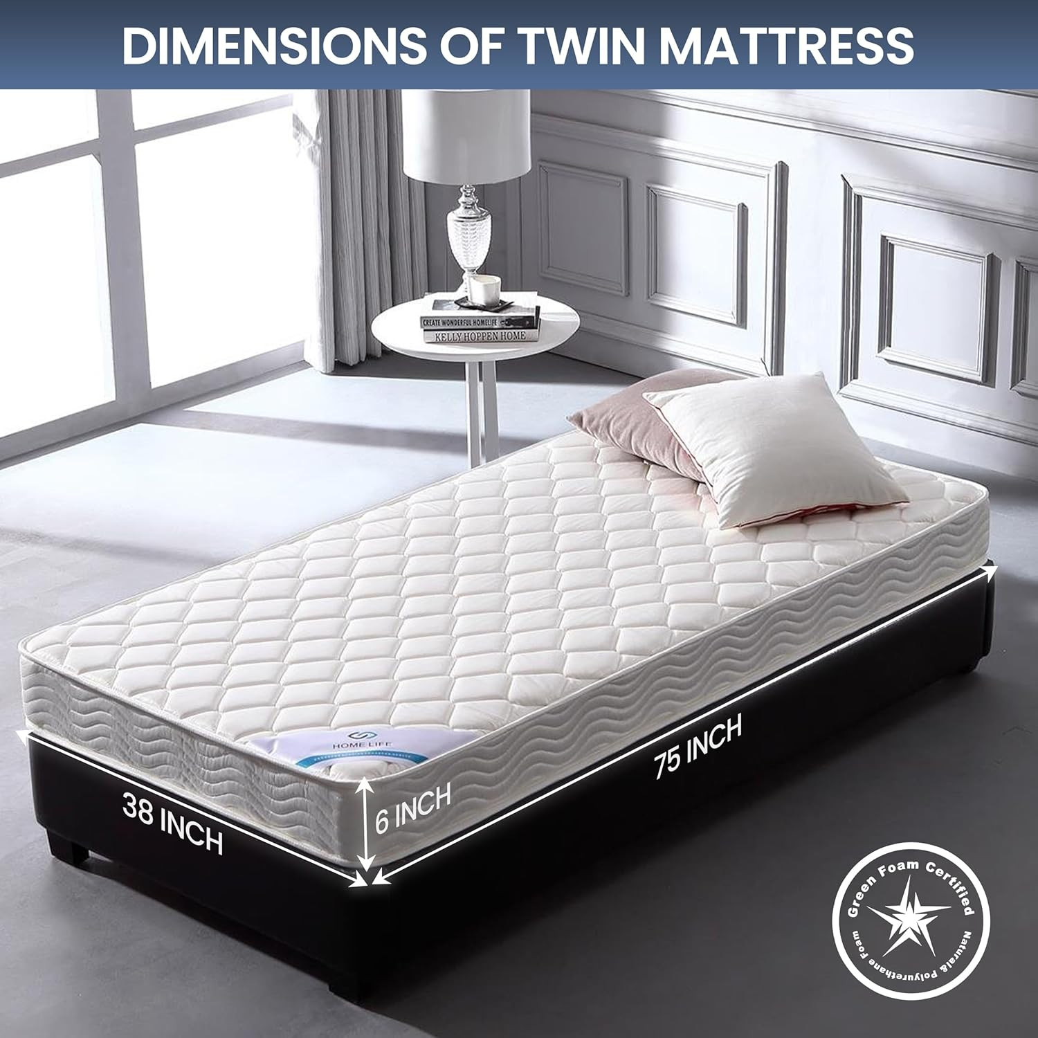 Home Life 6 Inch Twin Bed Mattress – Hybrid Euro Top Comfort Sleep – Eco-Friendl