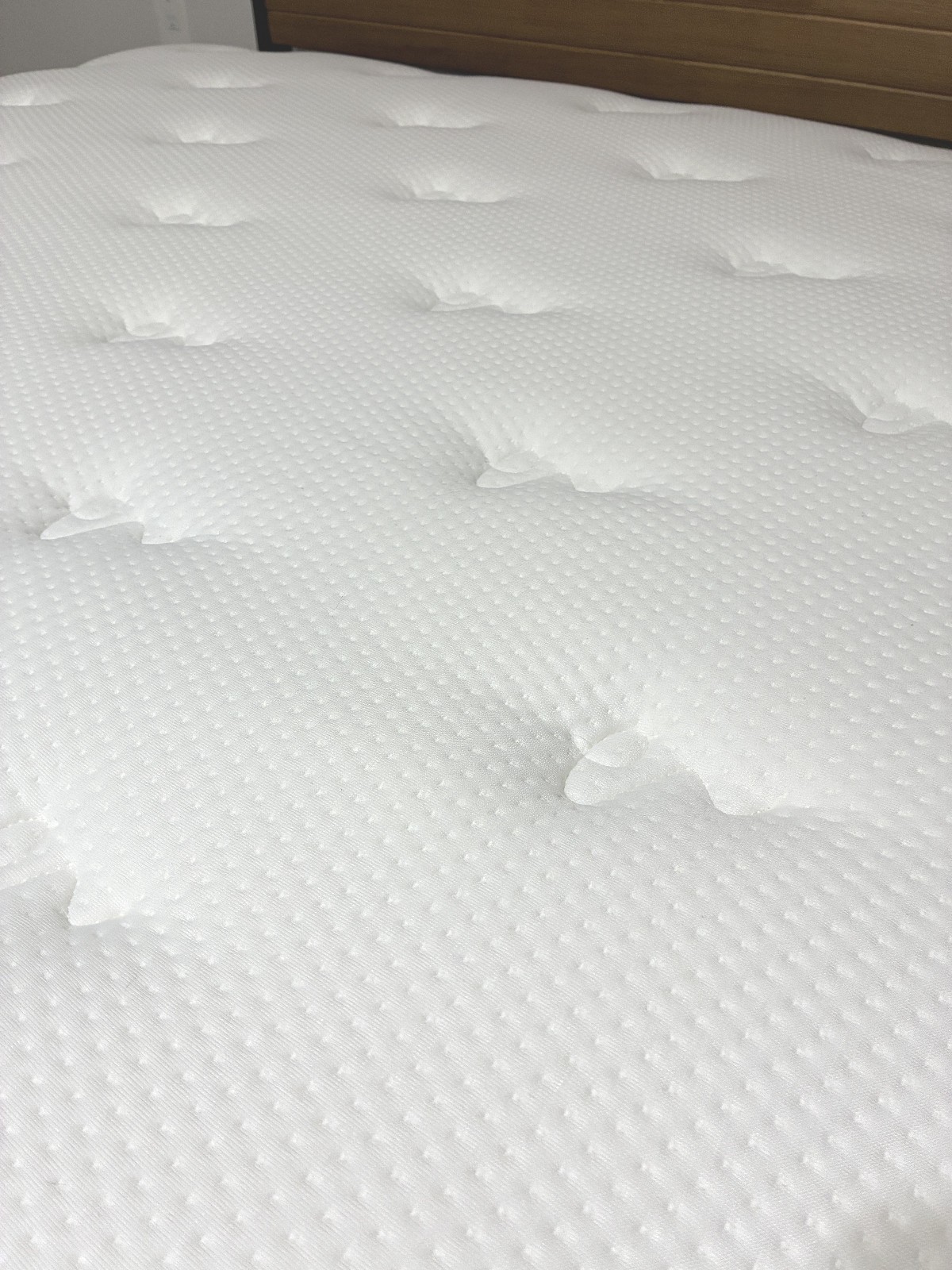 Queen bed with Brooklyn Bedding Hybrid Mattress