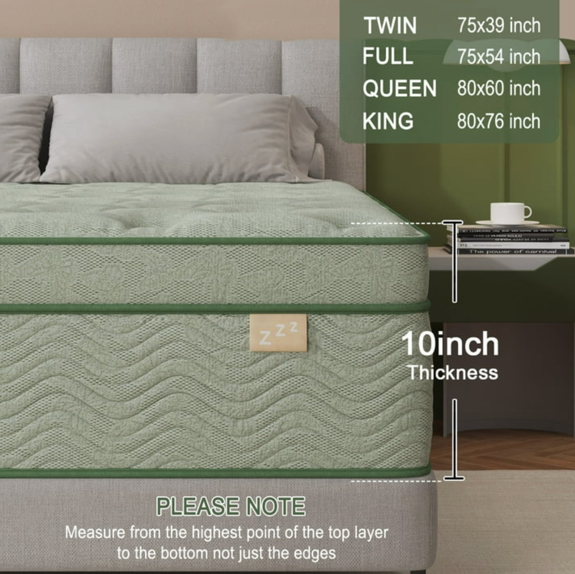 King Hybrid Mattress 10in Gel Memory Foam Euro Top Medium Firm Colchon King Bed