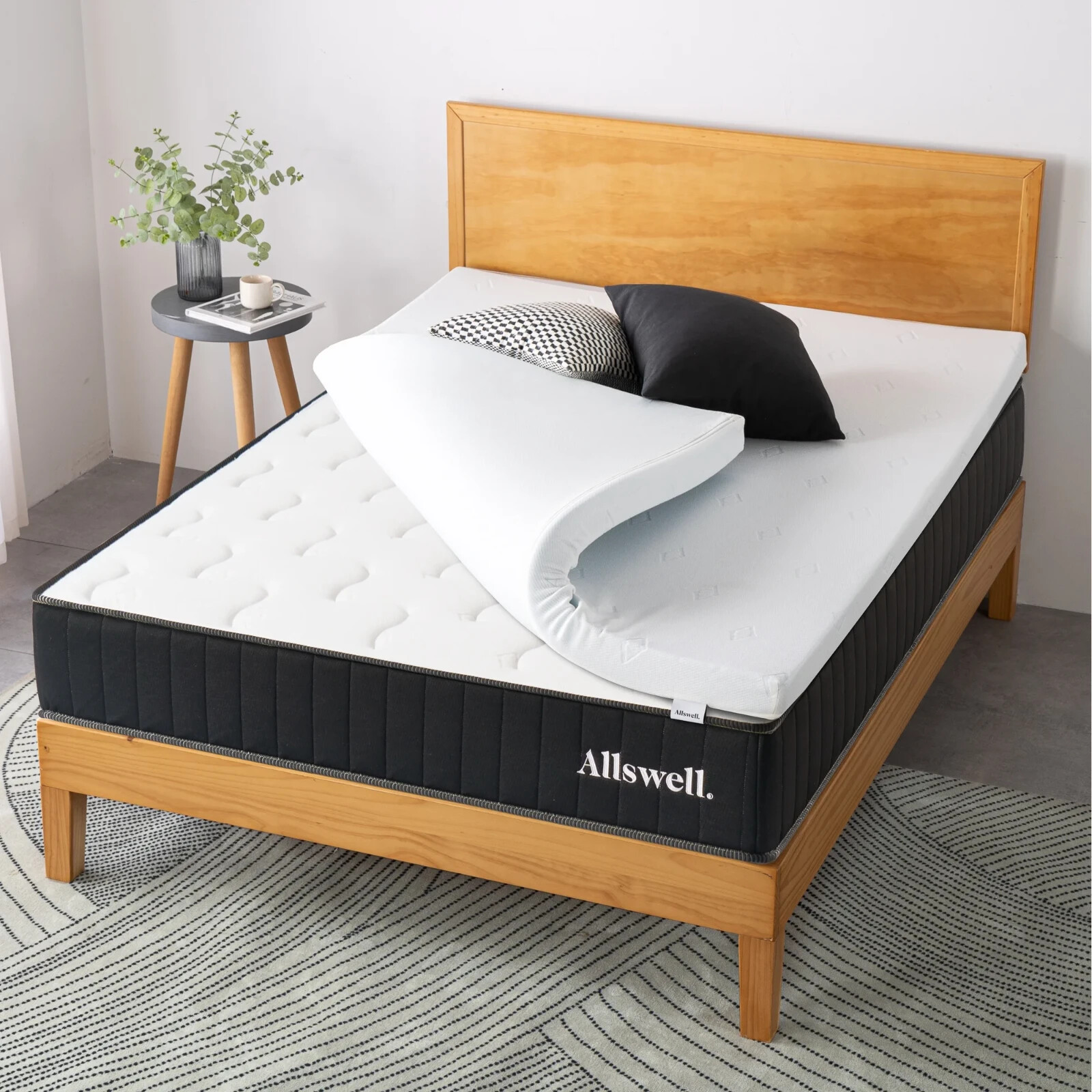 Allswell 3″ Covered Memory Foam Mattress Topper, King
