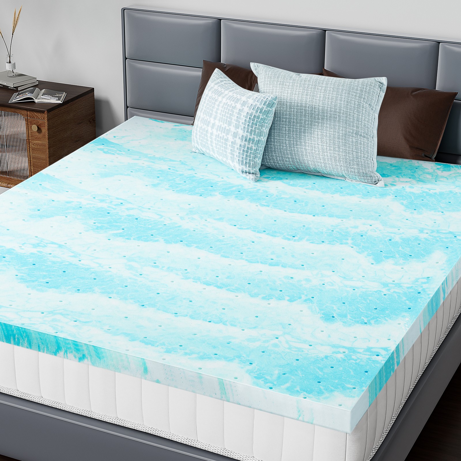 Cooling Gel Memory Foam Mattress Topper Pressure Relief Sleep Support Back Pain