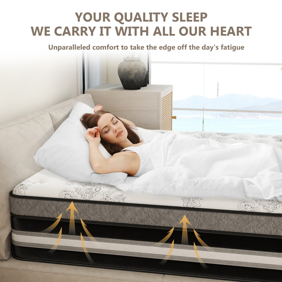 12″ 14″ Twin Full Queen King Mattress Gel Memory Foam Pocket Coil Bed In a Box