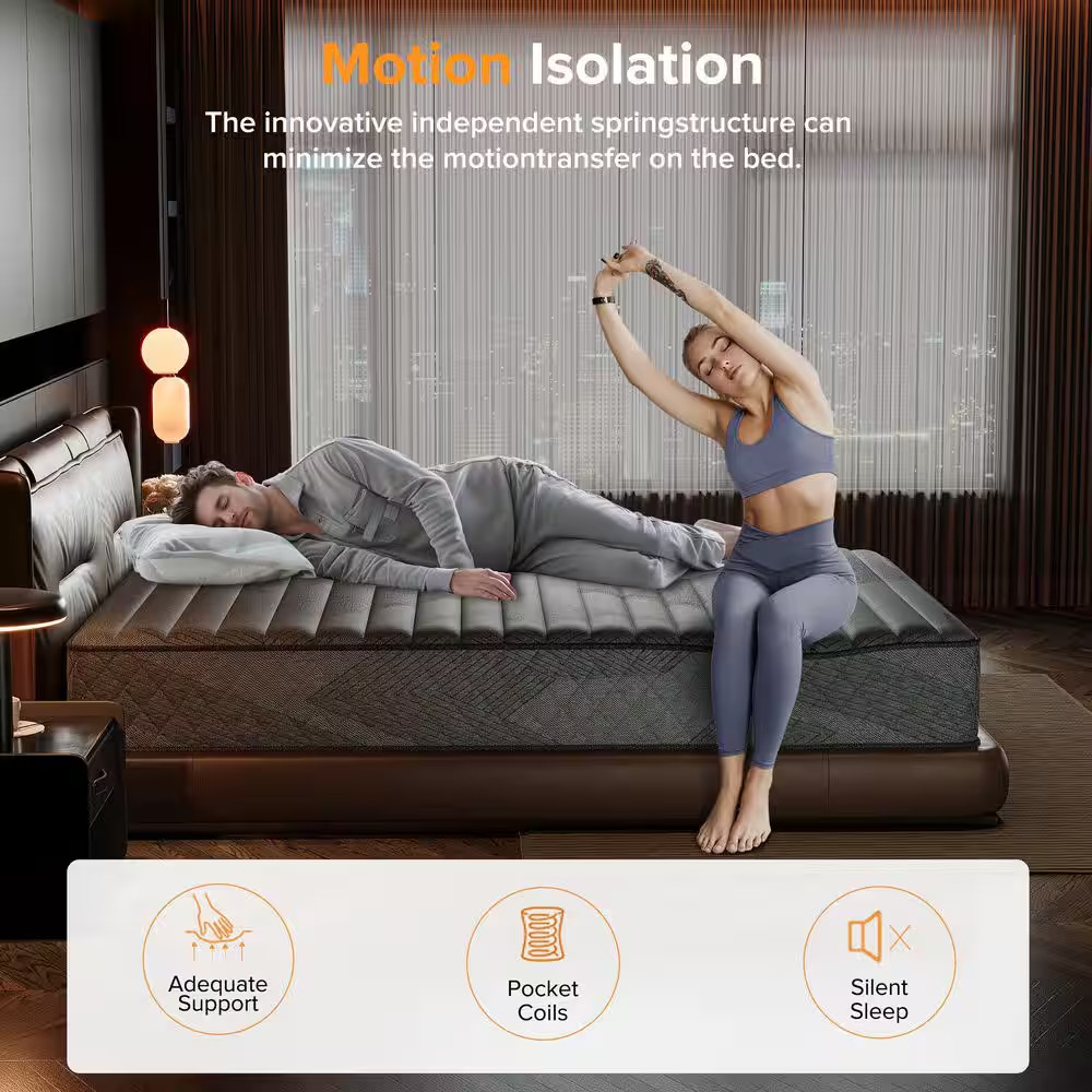 Full Medium Hybrid Memory Foam 12 In. Breathable and Cooling Motion Isolation Ma