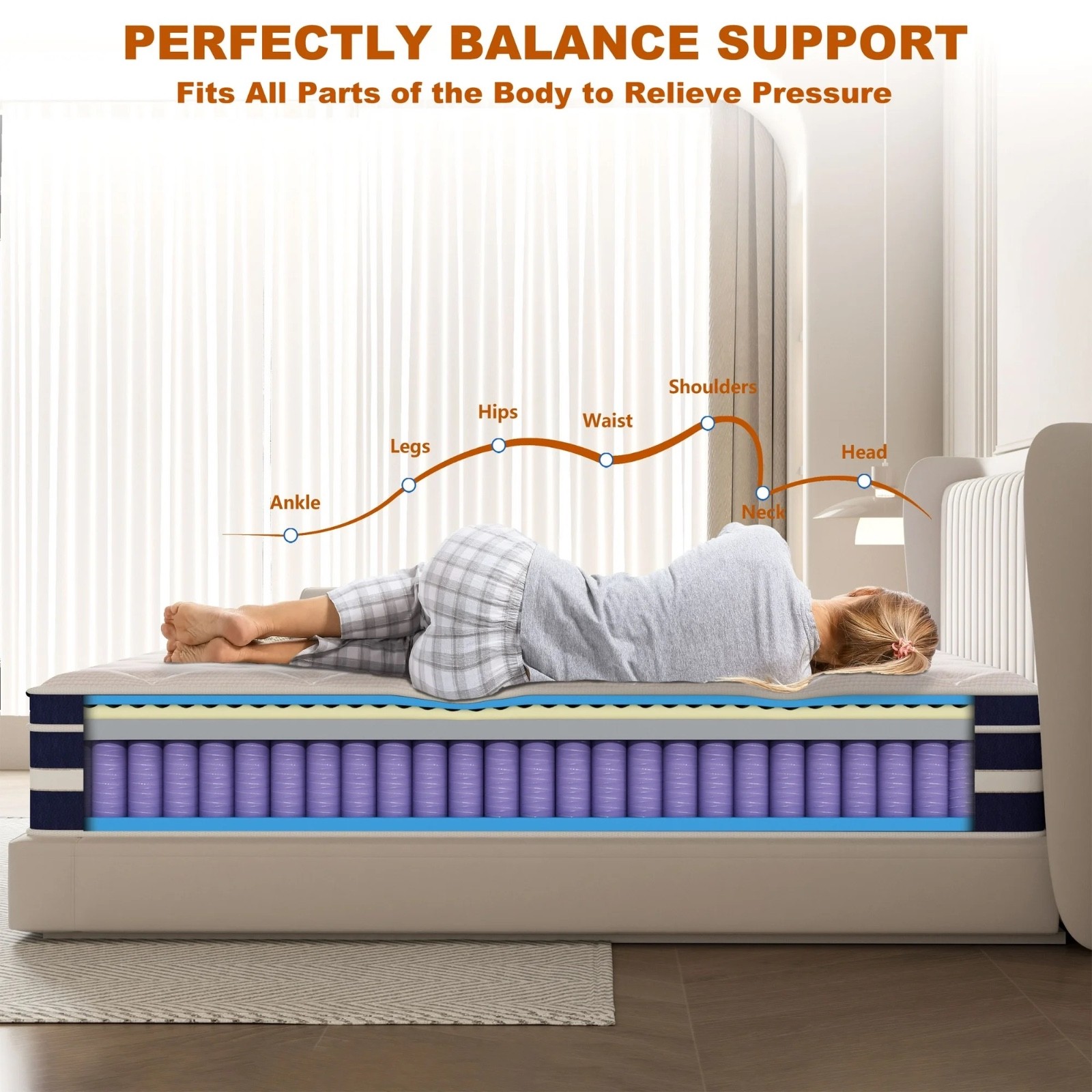 GUUKIN 12 inch Queen Mattress, Memory Foam & Spring Hybrid Medium Comfort Queen