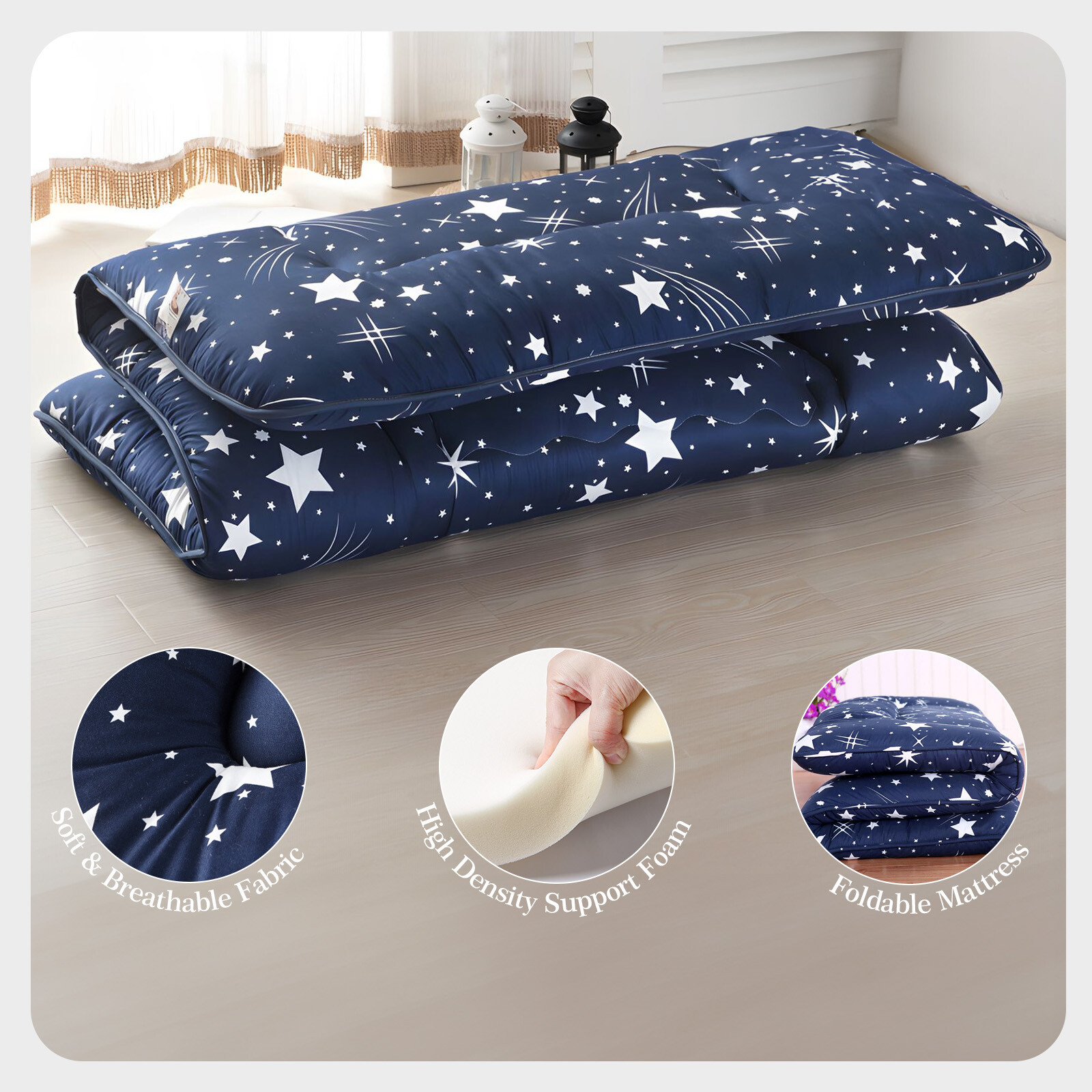 4 in Thick Japanese Floor Mattress Foldable Futon Mattress Sleeping Tatami Mat