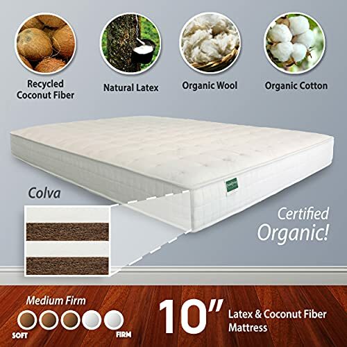 100% Organic Natural Latex Coconut Coir Medium Firm 10″ COLVA Bed Mattress