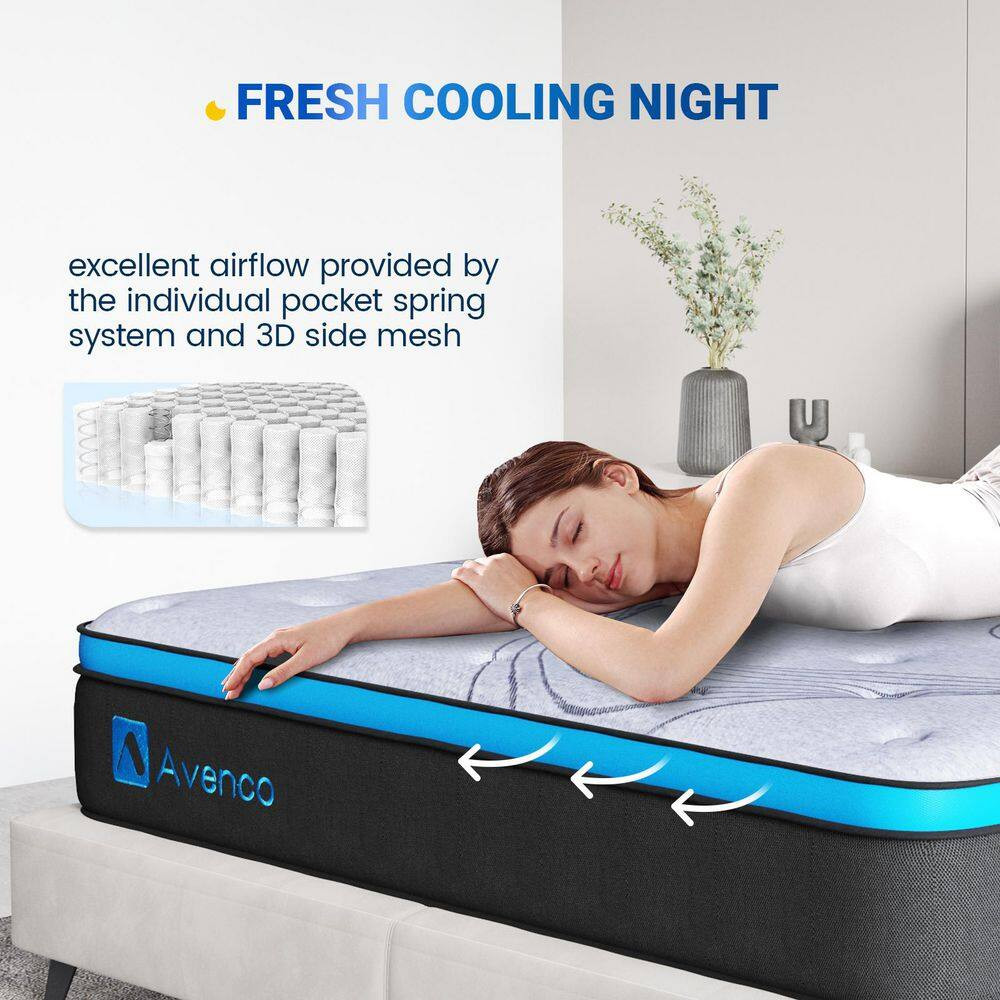 12 In. Medium Firm Hybrid Pillow Top King Size Mattress, Cooling & Certipur-Us C