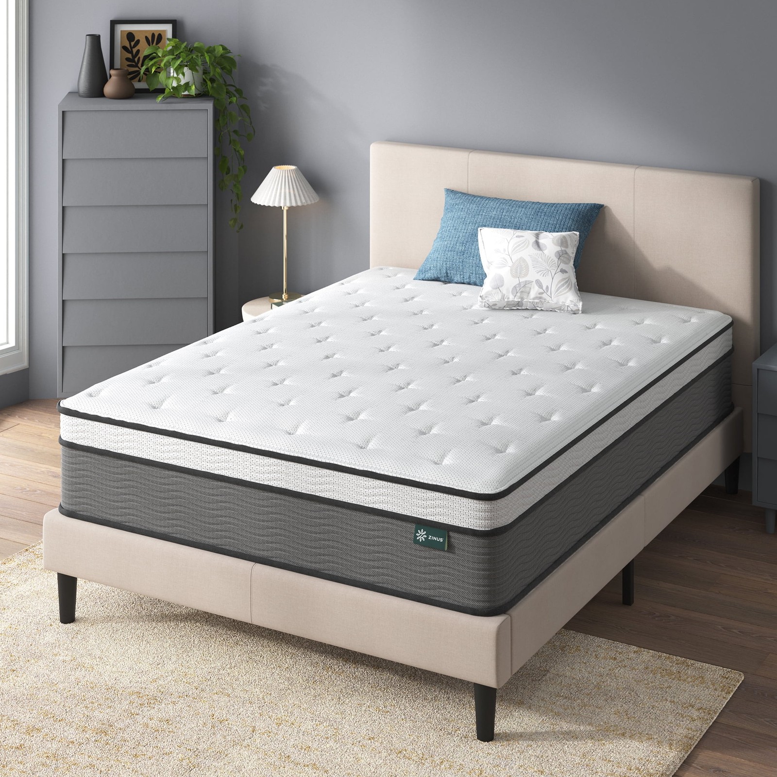 Zinus Pressure Relief Extra Firm Hybrid Mattress Comfort Foam and Pocket Spring