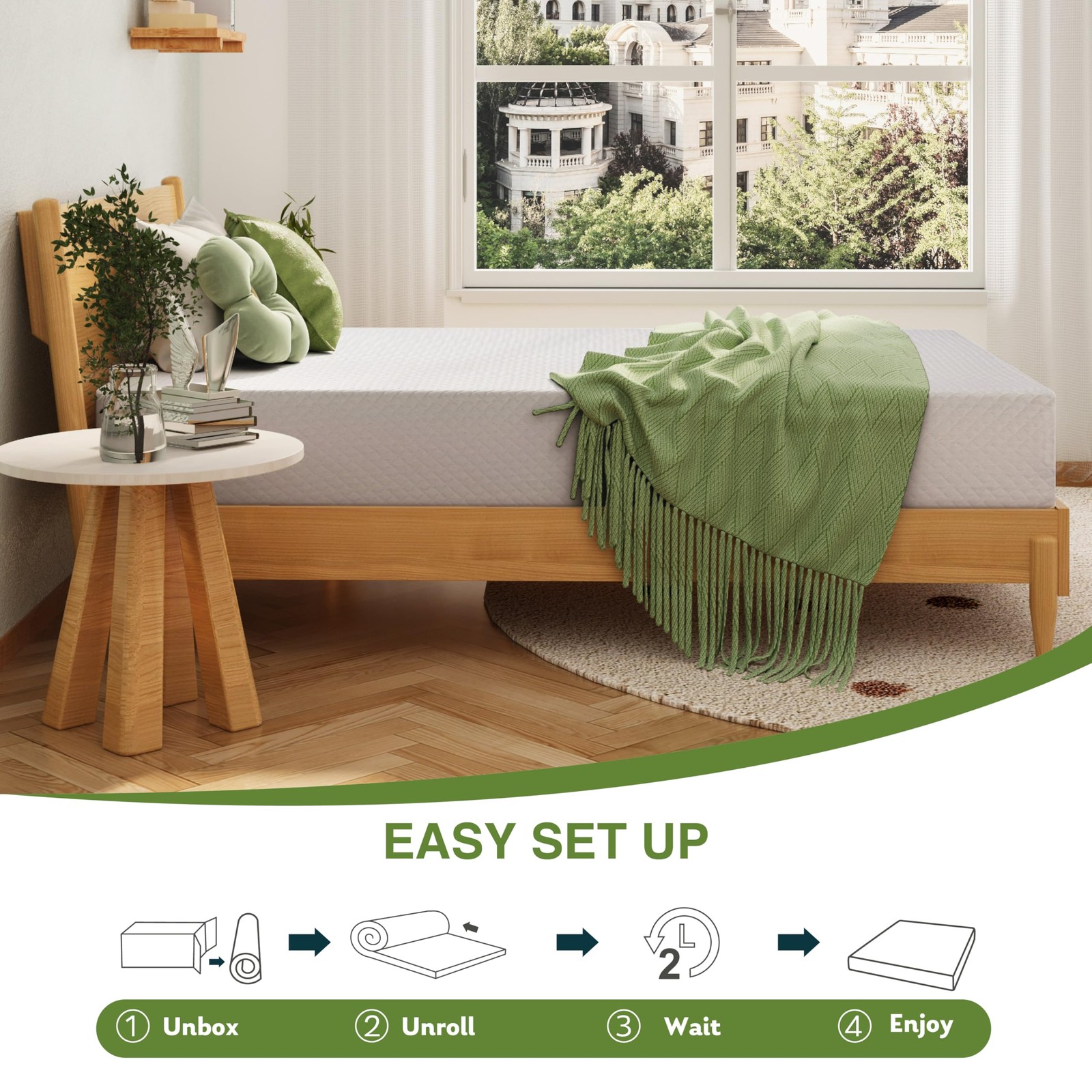 Twin Mattress 5 Inch Memory Foam Cooling Green Tea Gel Medium Firm 75”L x