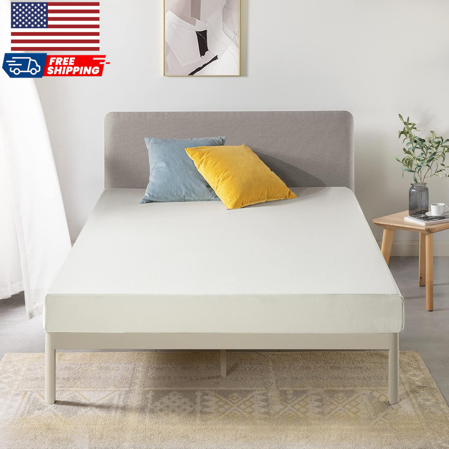 6 Inch Queen Short Mattress for RV Camper, Green Tea Memory Foam
