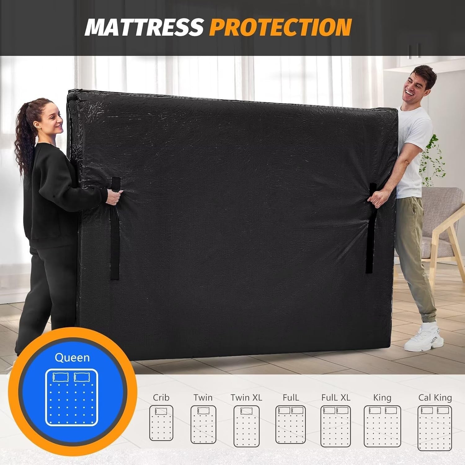 Extra Thick Full Size Mattress Bags with Handles, 2 Pack