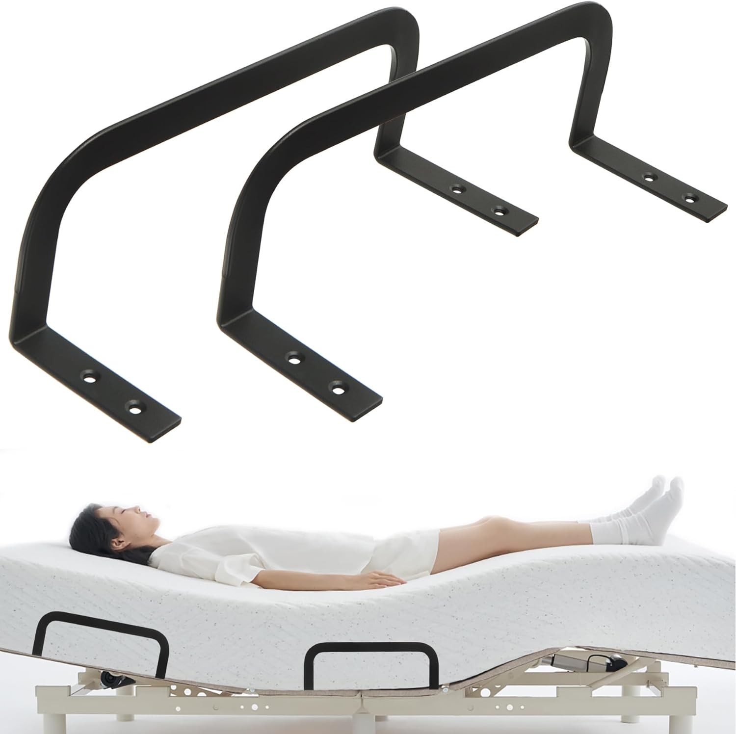 Adjustable Mattress Retainer Bar Bracket for Platform and RV Beds, Black