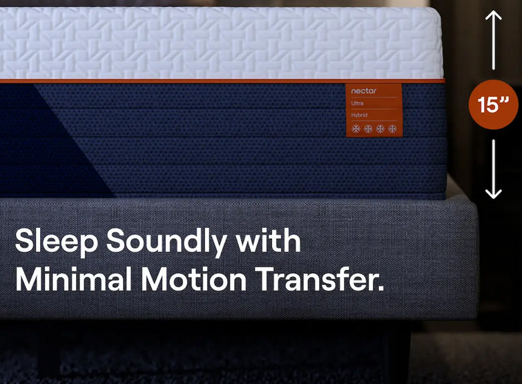 Nectar Ultra Memory Foam Mattress – Medium Firm – King – 15″ – Ergonomic Support