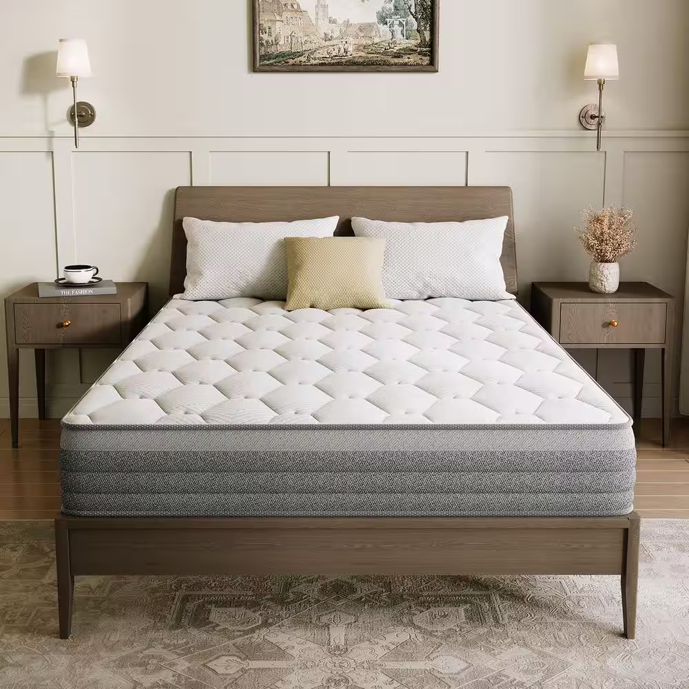 Queen Size Soft Hybrid Gel Memory Foam 10 In. Innerspring Euro Top Support and M