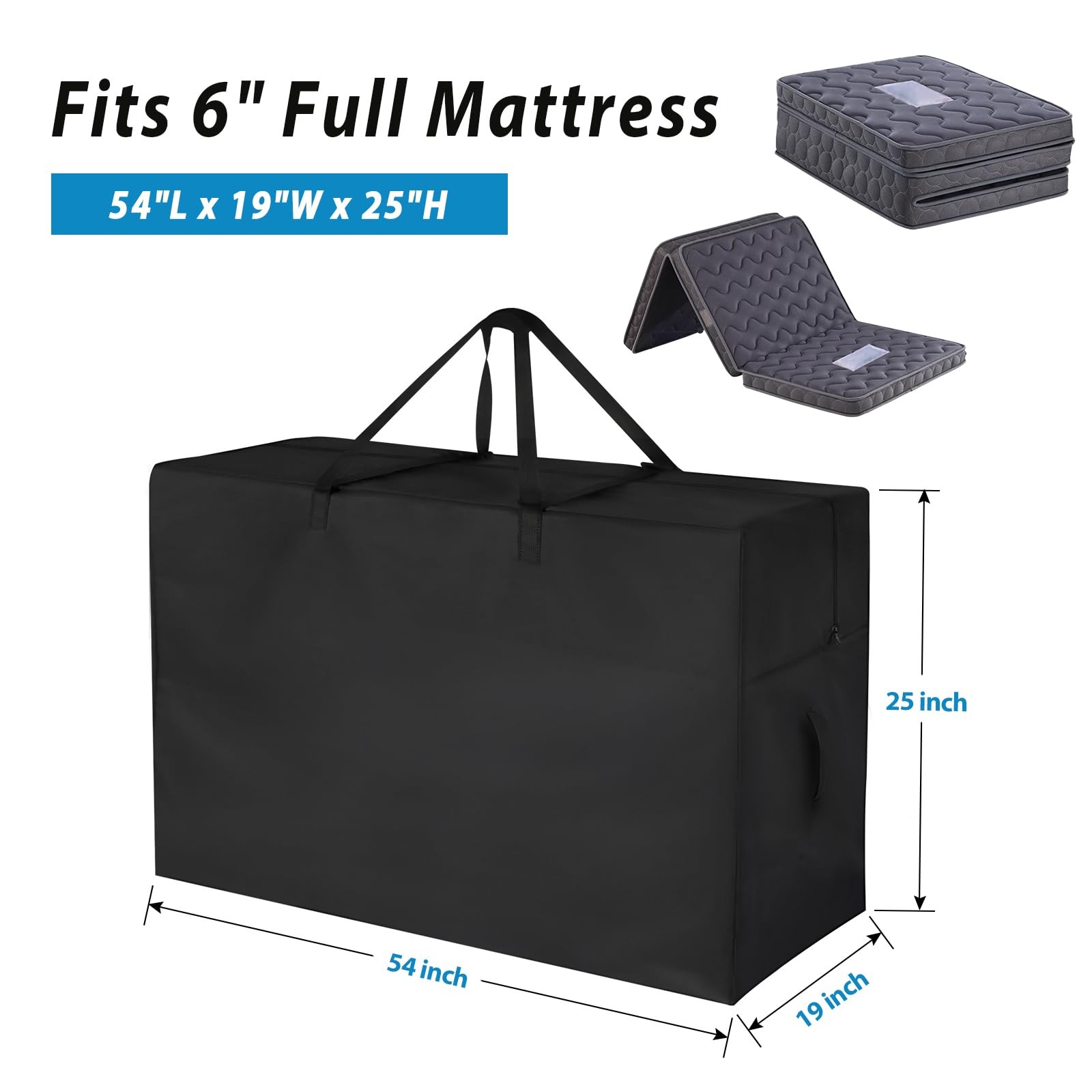 Folding Mattress Storage Bag Full 6 Inch, Carrying Case for Trifold Mattress,…