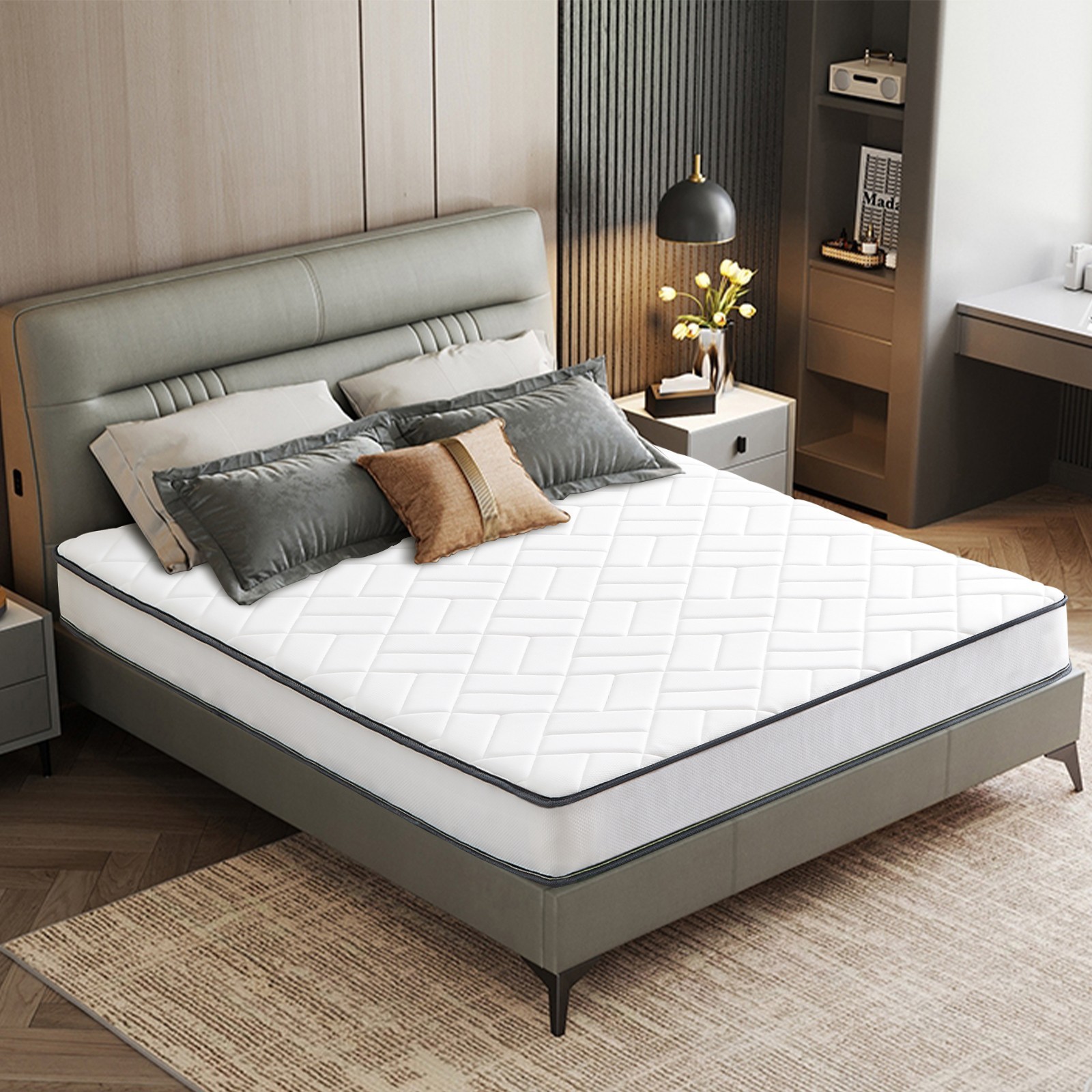 6″ Gel Memory Foam Spring Hybrid Mattress Twin Full Queen King Size Bed In A Box