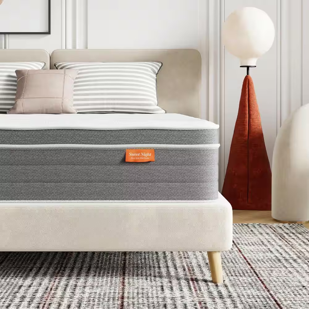 Cooling Queen Size Medium Hybrid Pillow Top Mattress, 12 In. Support and Breatha