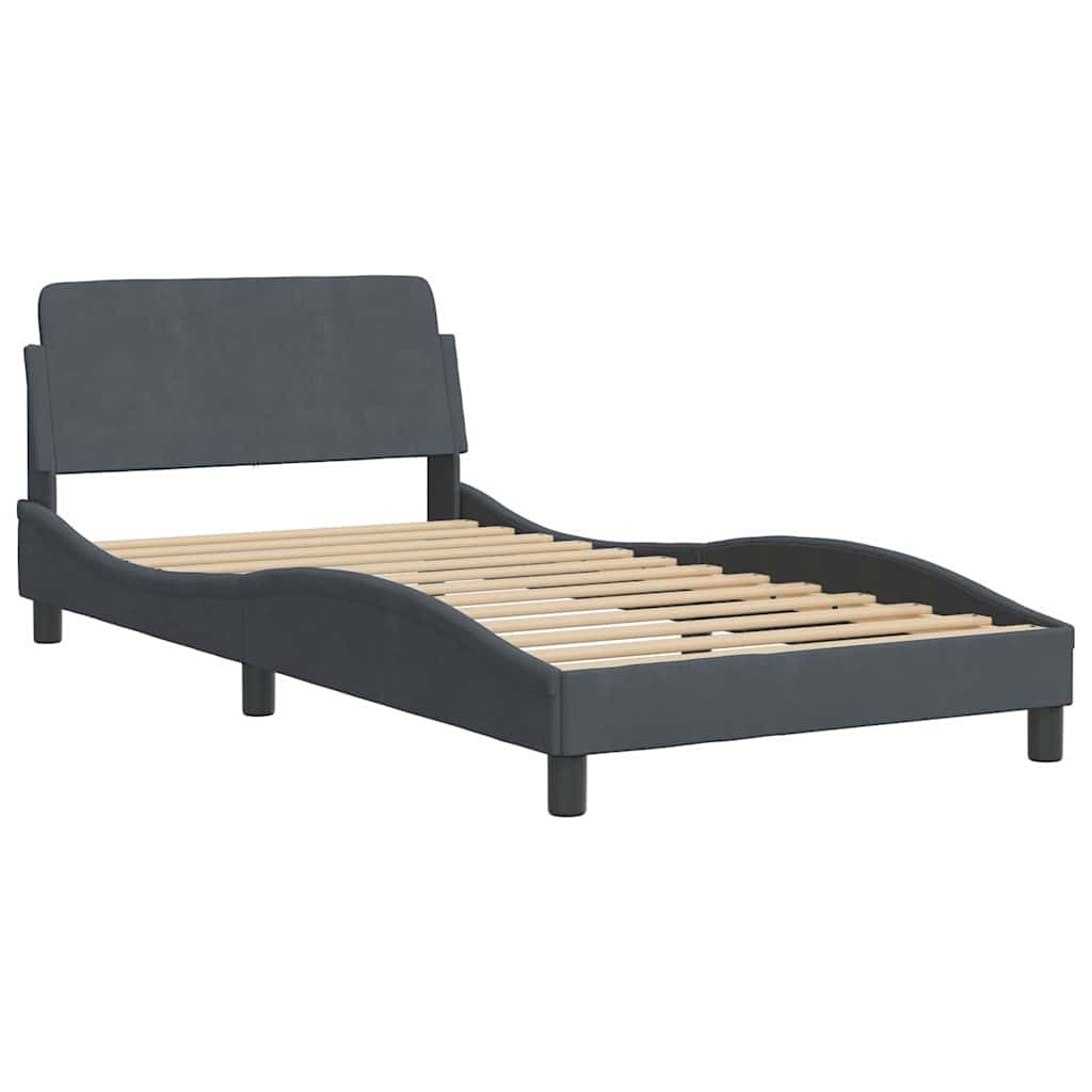 Bed Frame “Dover” Platform Dark Gray 39.4″x74.8″ Twin Velvet vidaXL
